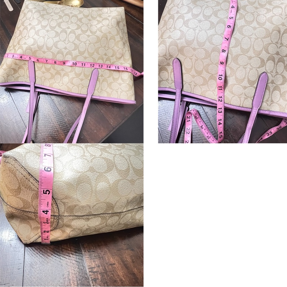 Coach 5696 City Tote In Signature Canvas IN Light Khaki Ice Purple - Picture 5 of 8